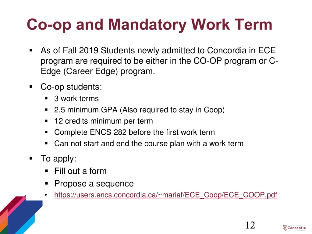 co op and mandatory work term