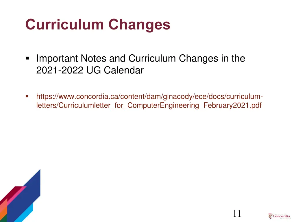 curriculum changes