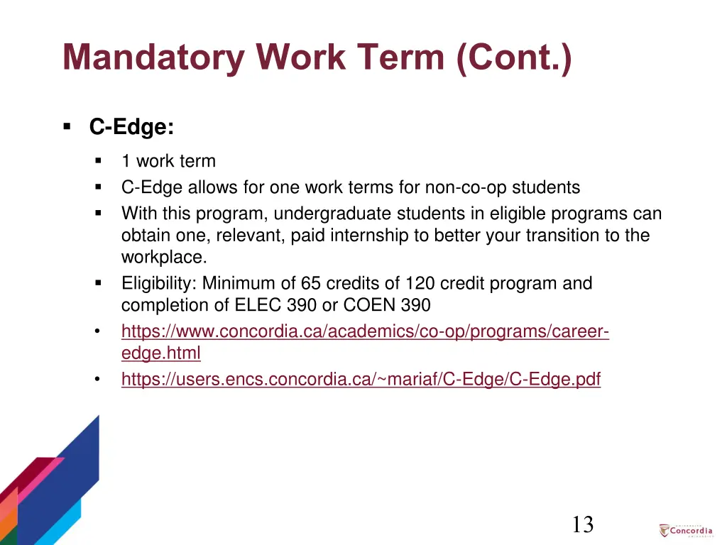 mandatory work term cont