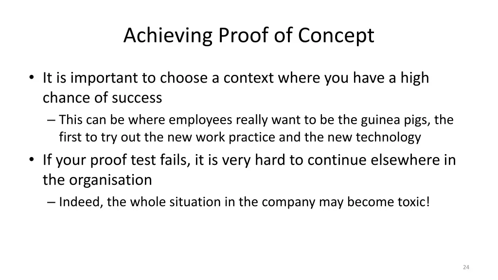 achieving proof of concept