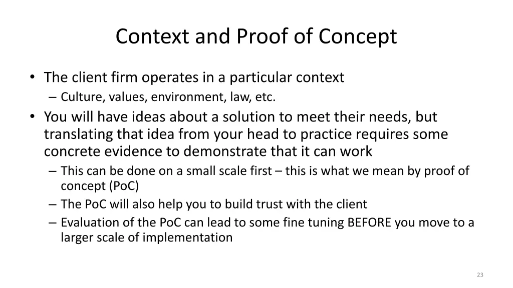 context and proof of concept