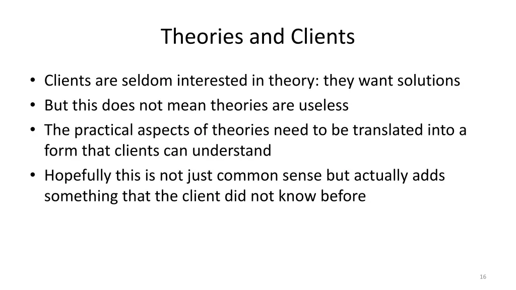 theories and clients