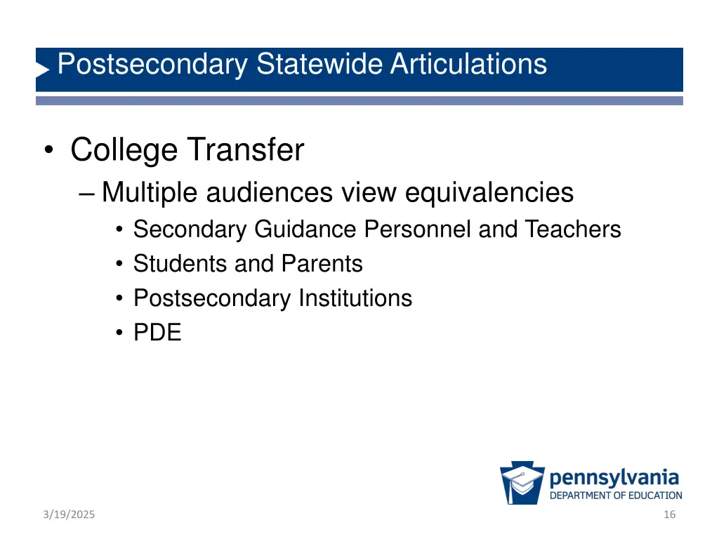 postsecondary statewide articulations