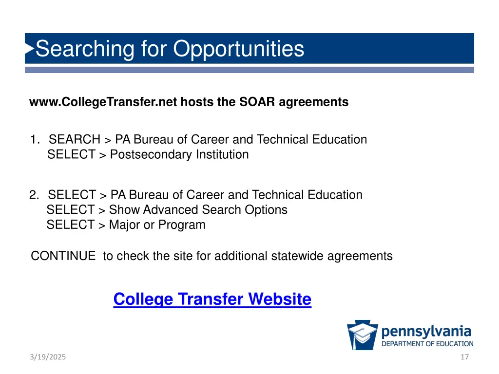 searching for opportunities