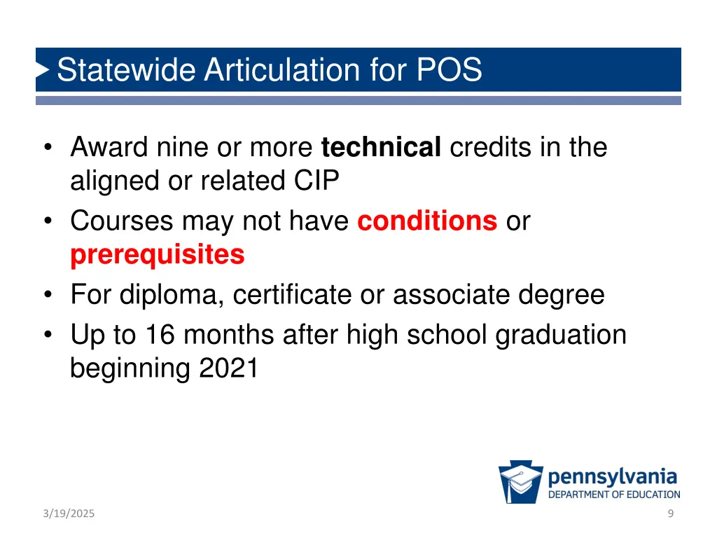 statewide articulation for pos