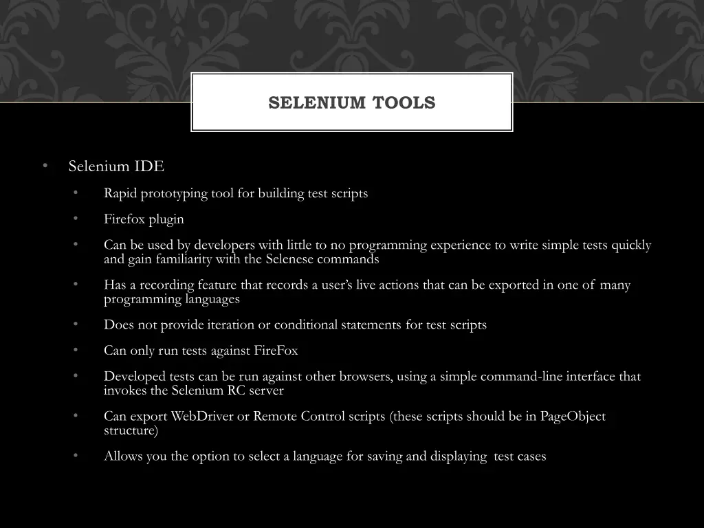 selenium tools