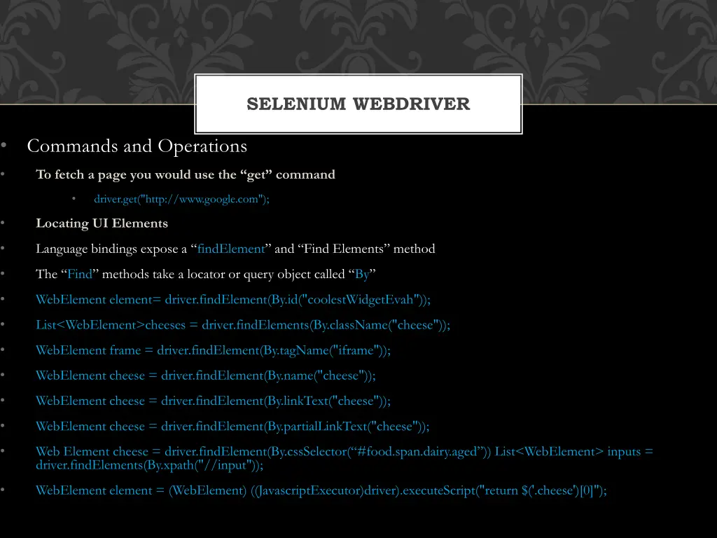 selenium webdriver 1