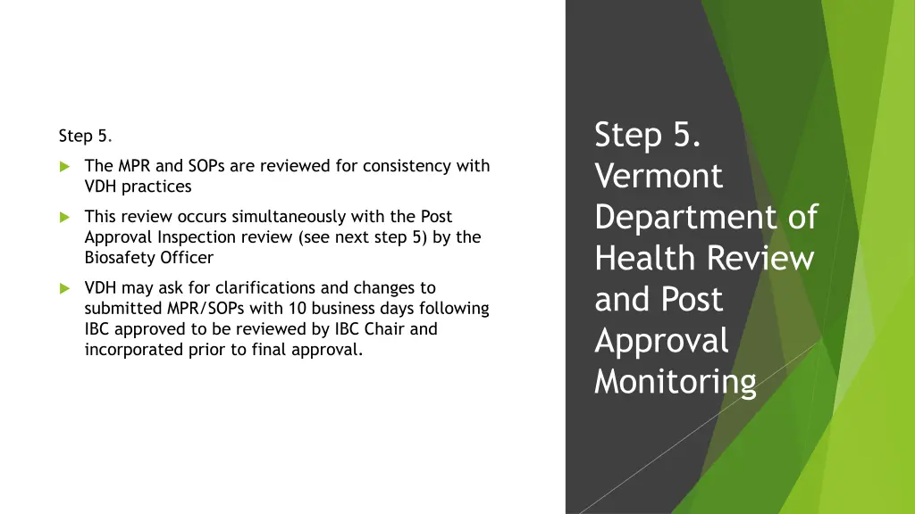 step 5 vermont department of health review