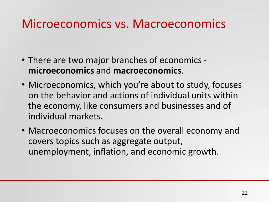 microeconomics vs macroeconomics