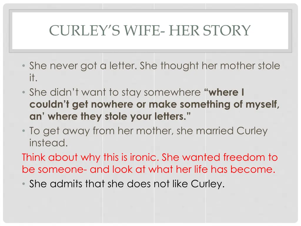 curley s wife her story