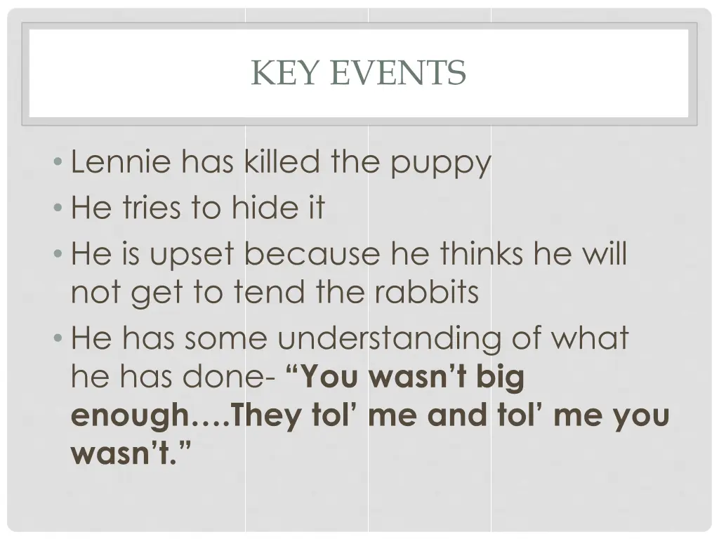 key events