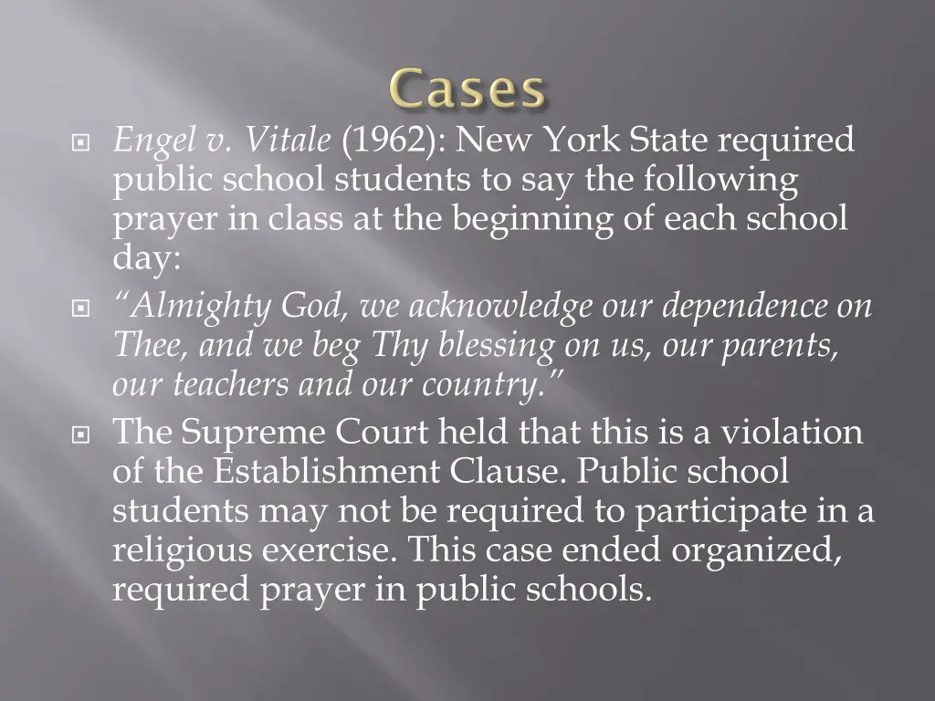 engel v vitale 1962 new york state required