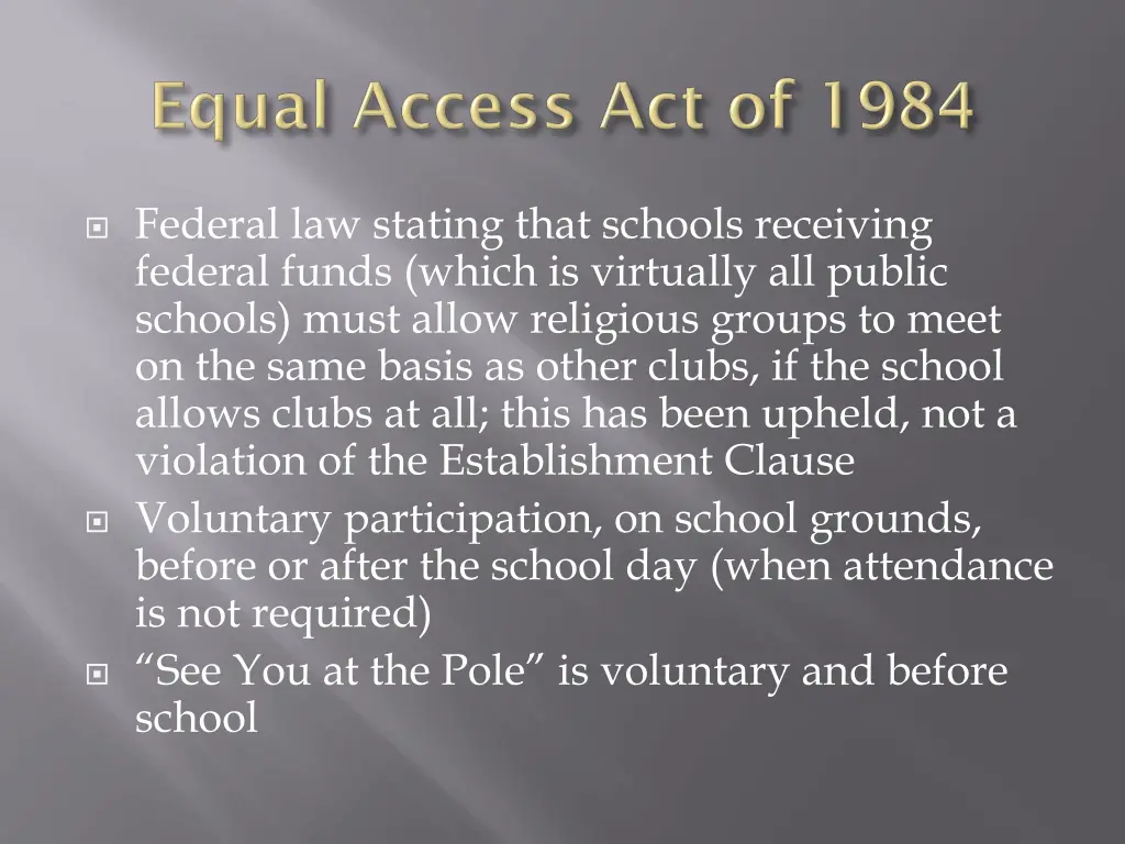 federal law stating that schools receiving