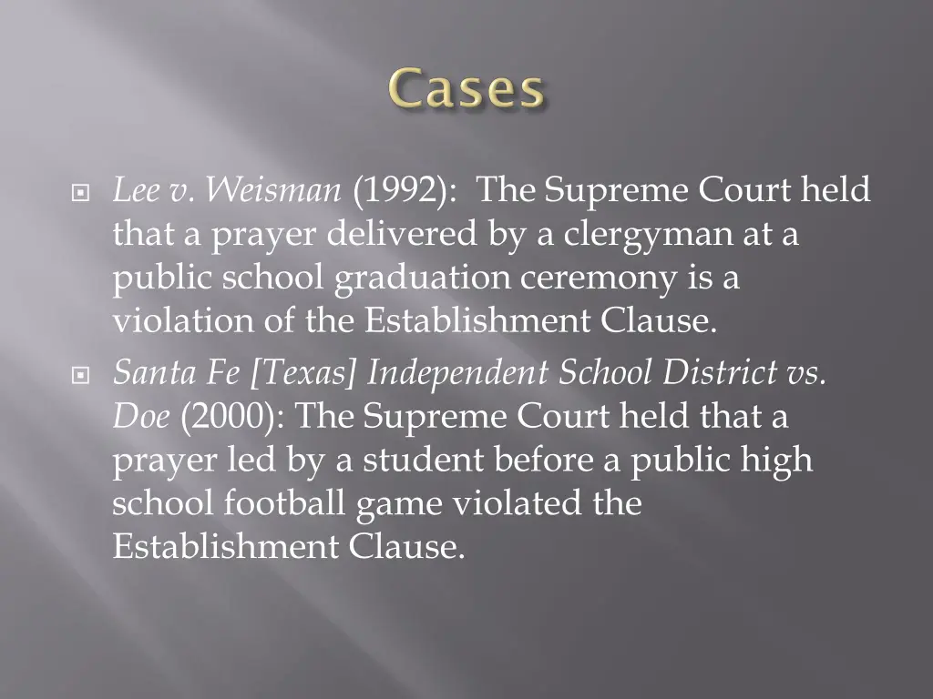 lee v weisman 1992 the supreme court held that