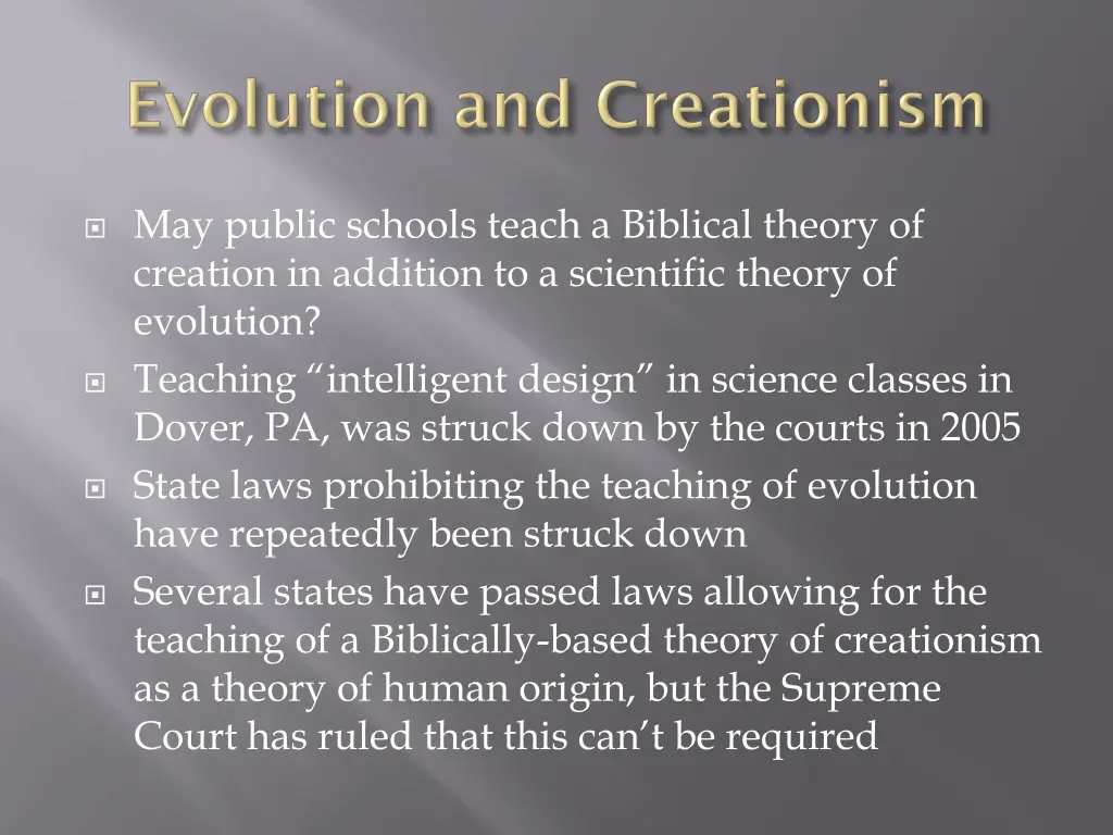 may public schools teach a biblical theory