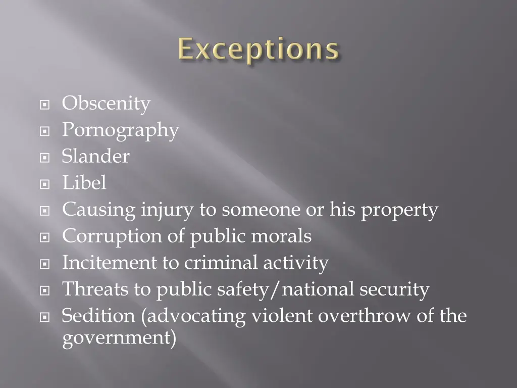 obscenity pornography slander libel causing