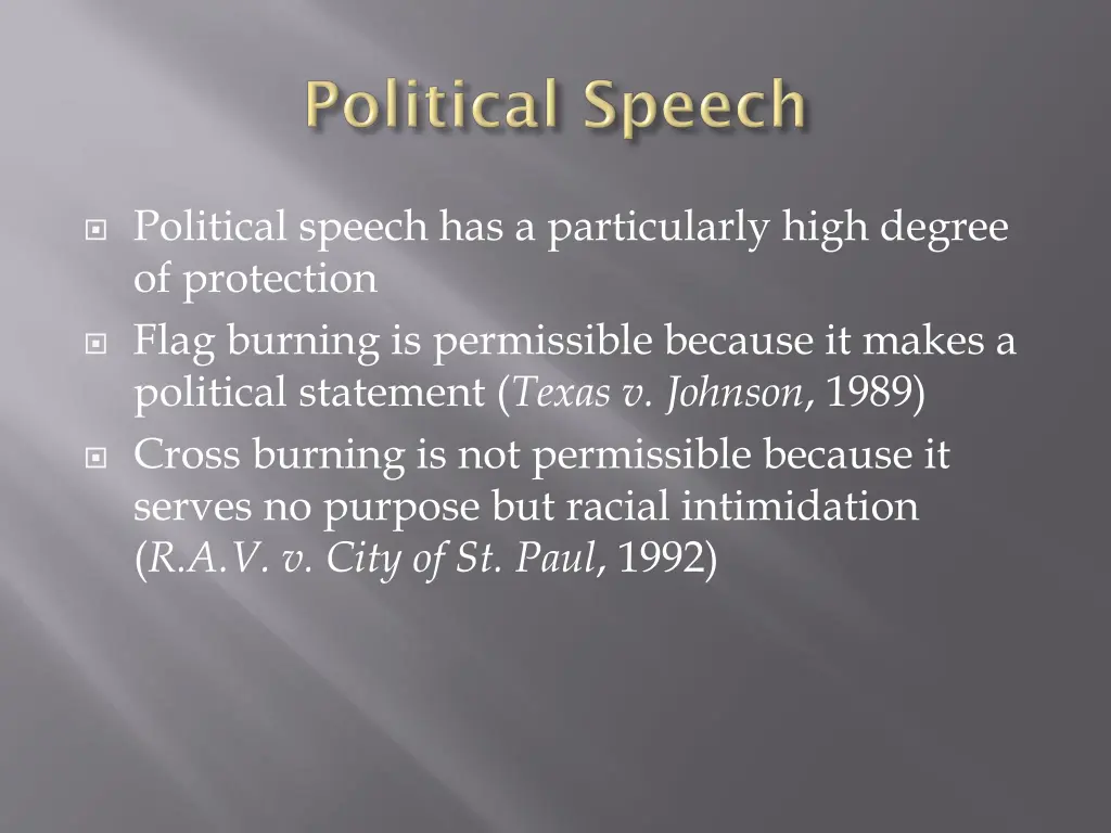 political speech has a particularly high degree