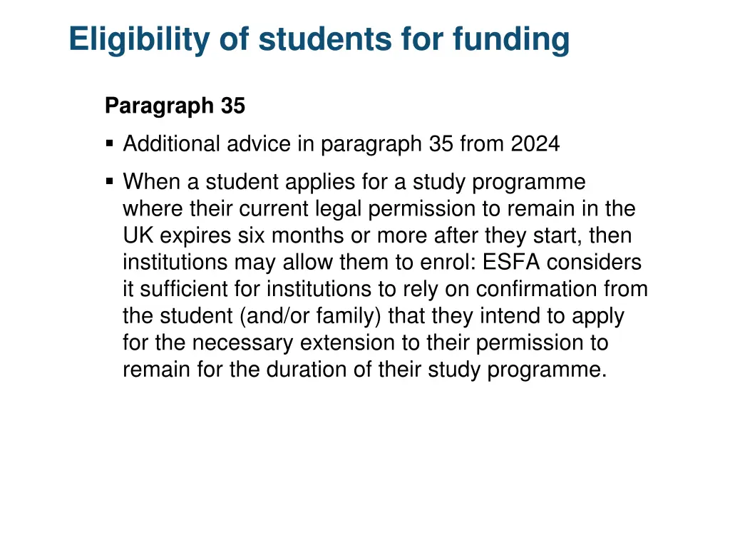 eligibility of students for funding