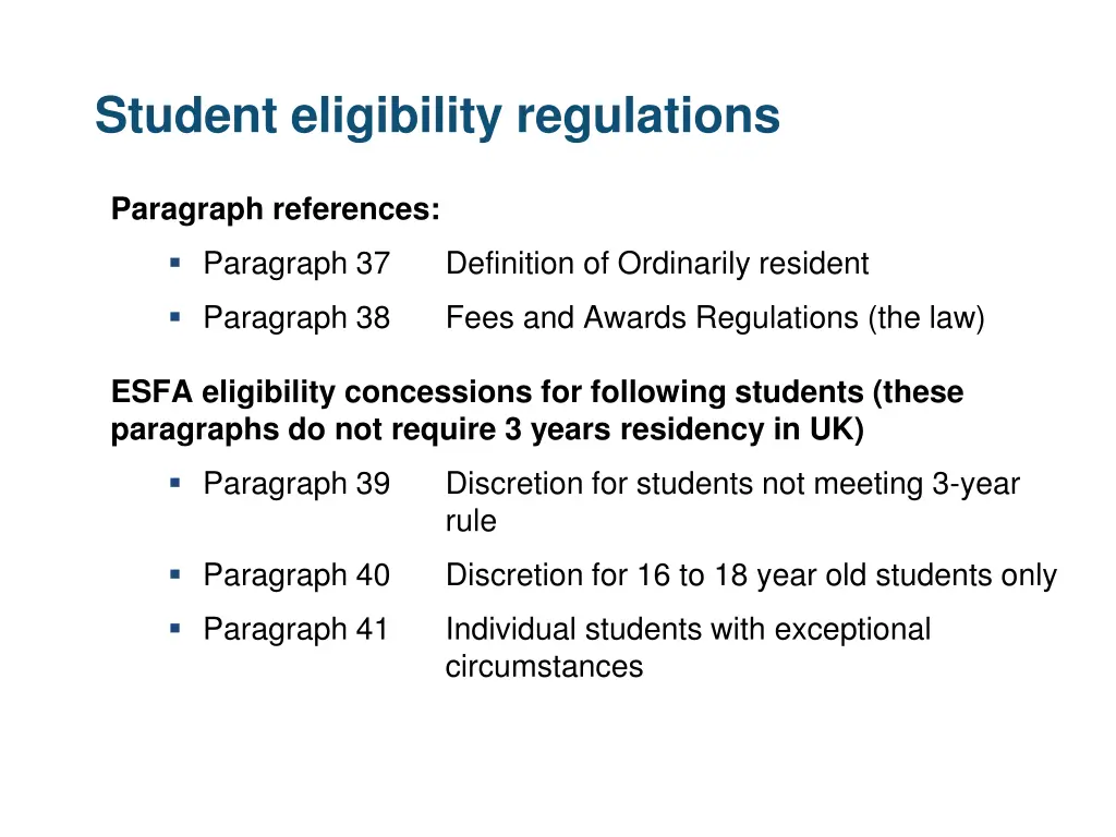student eligibility regulations