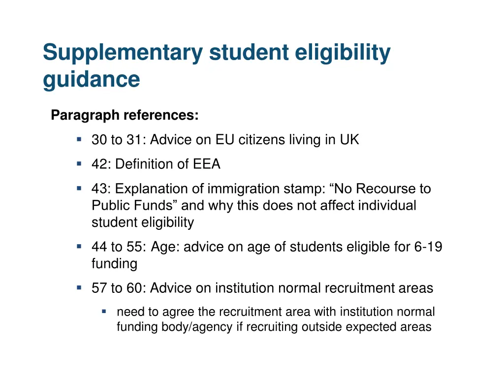supplementary student eligibility guidance
