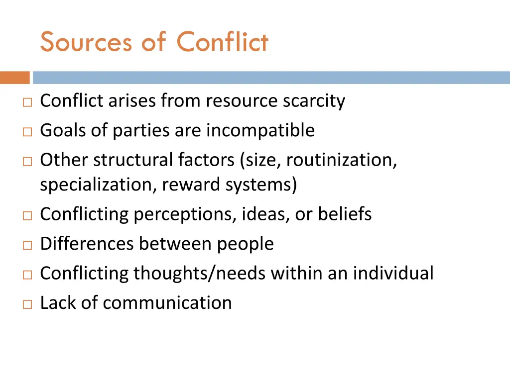 sources of conflict