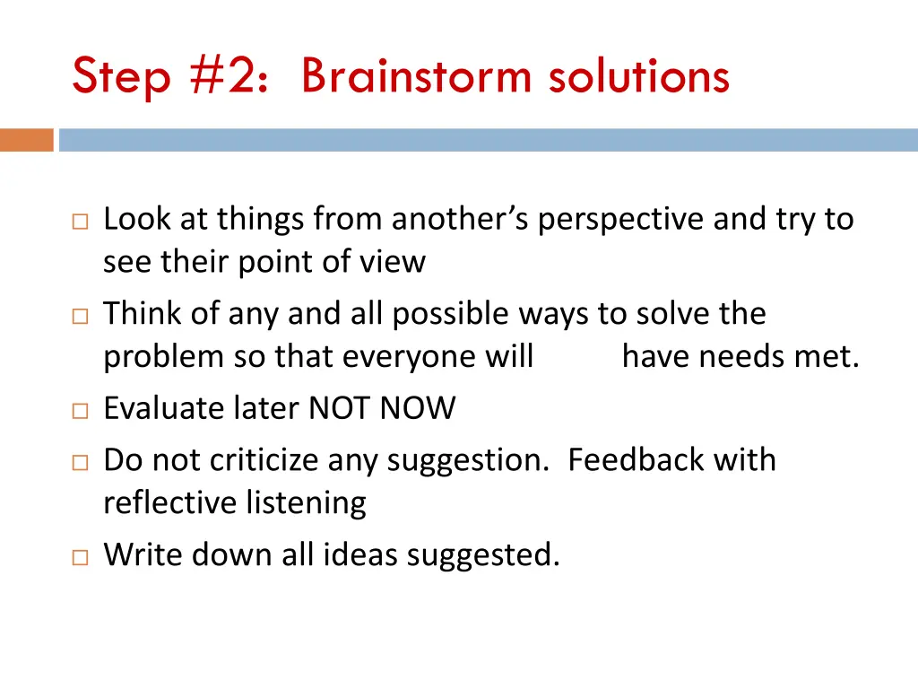 step 2 brainstorm solutions