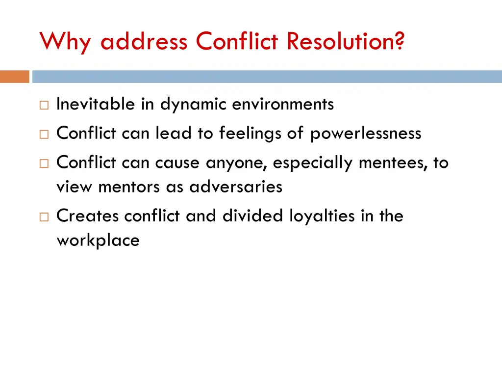 why address conflict resolution