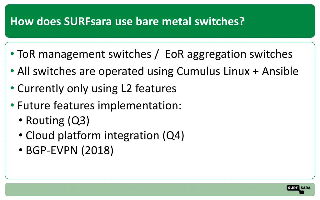 how does surfsara use bare metal switches