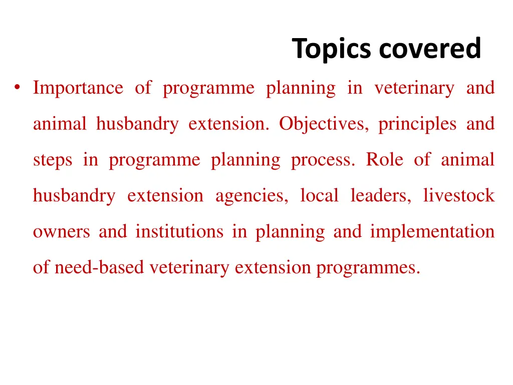 topics covered