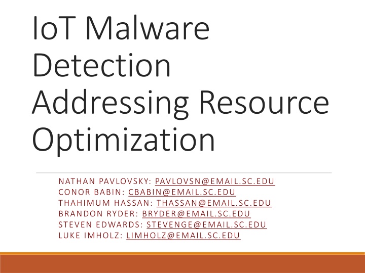 iot malware detection addressing resource