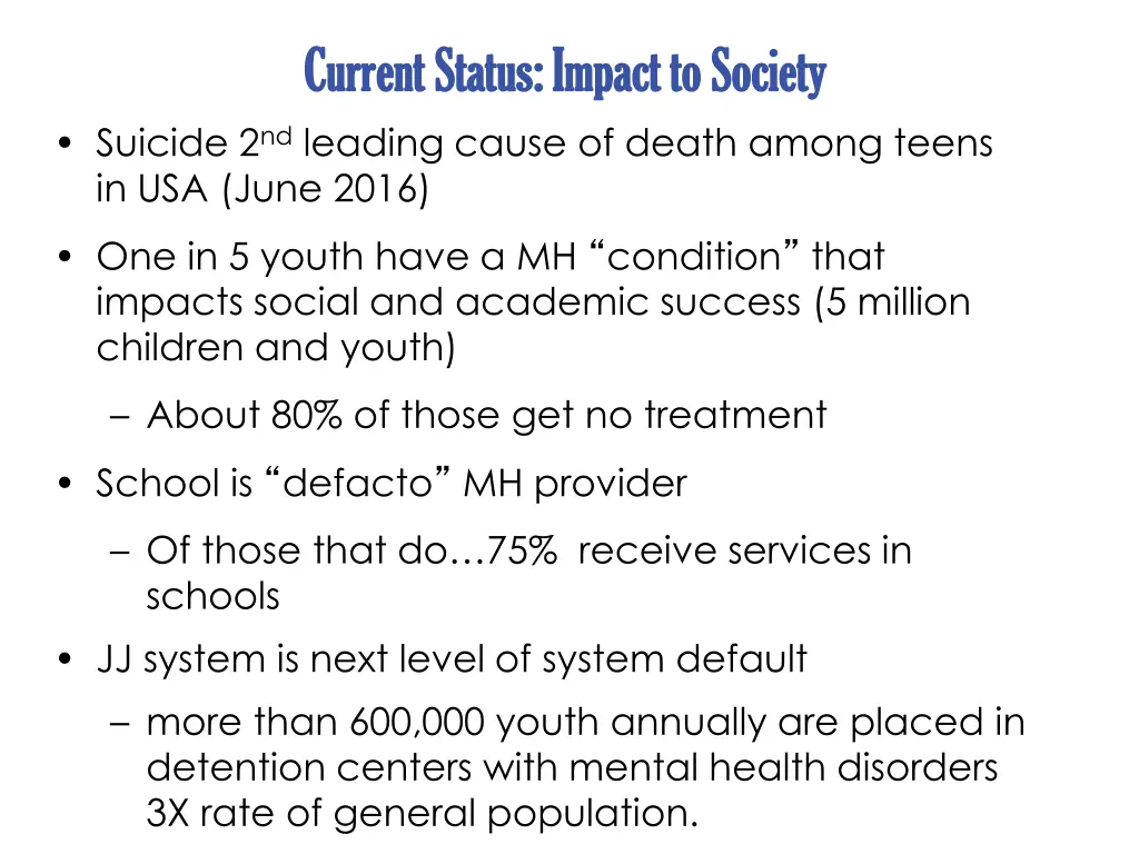 current status impact to society current status