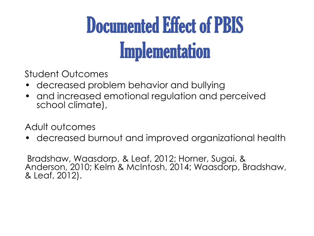 documented effect of pbis documented effect