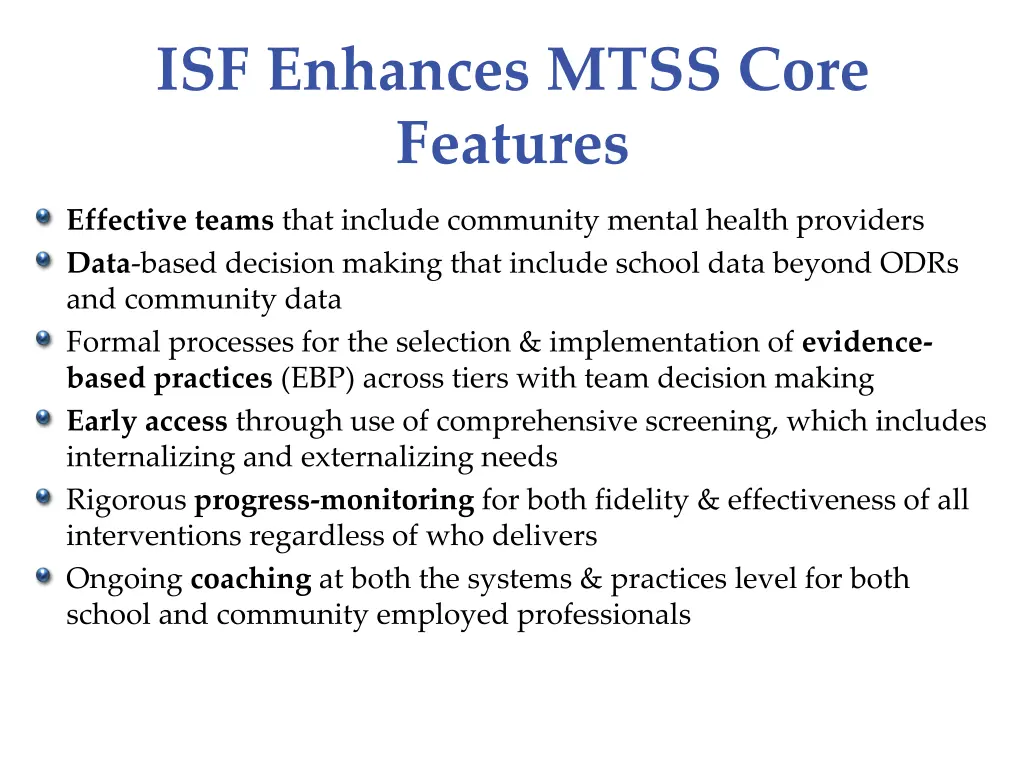 isf enhances mtss core features