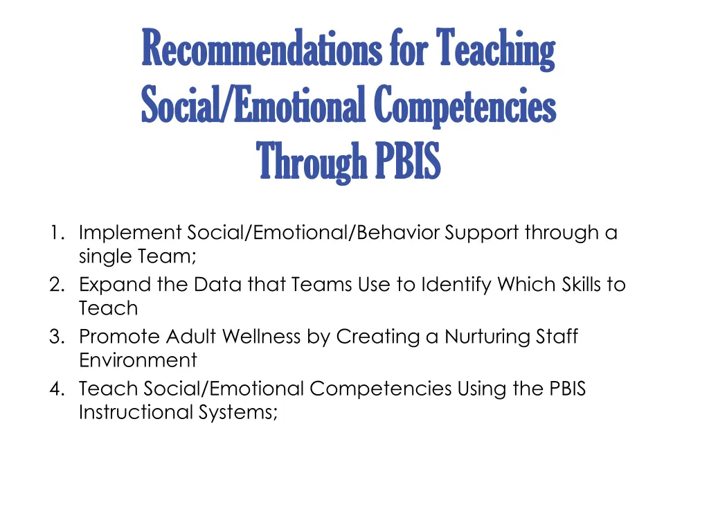 recommendations for teaching recommendations