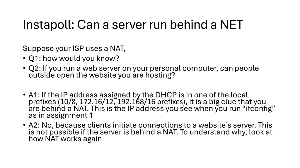 instapoll can a server run behind a net