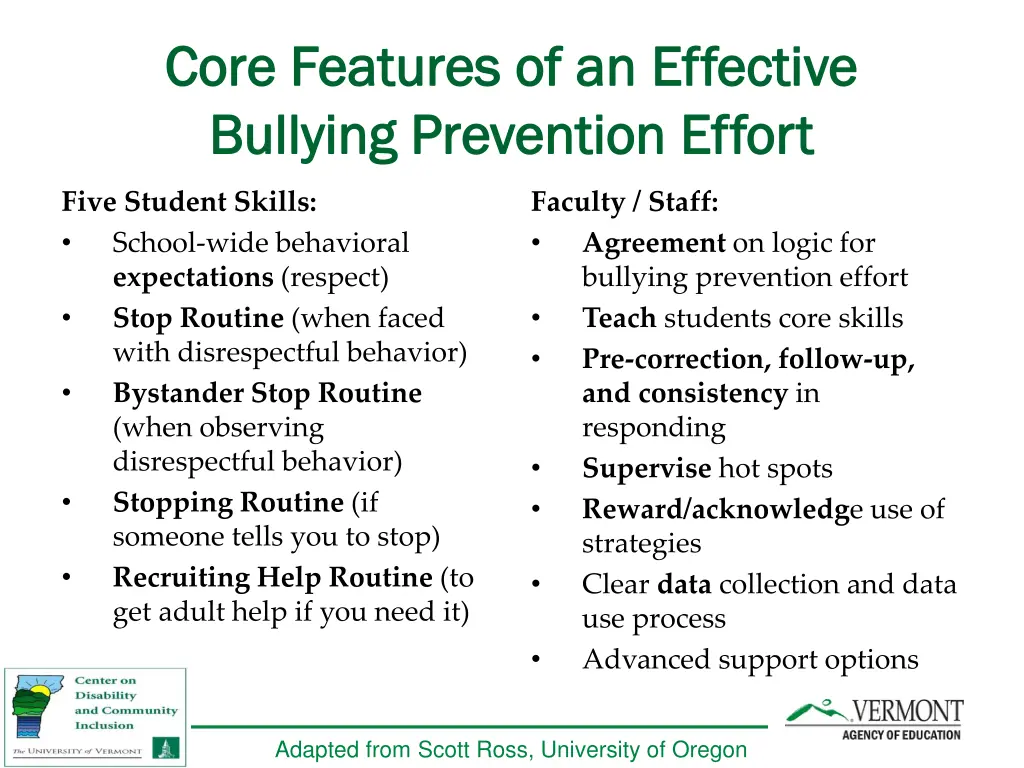 core features of an effective core features
