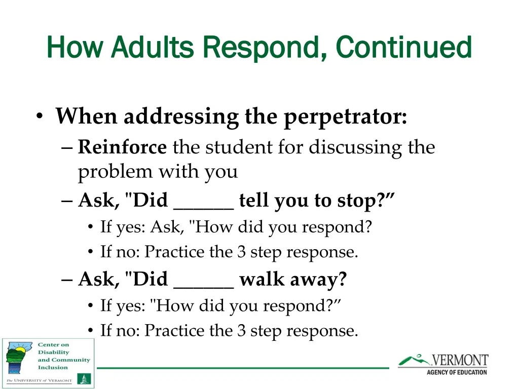 how adults respond continued how adults respond