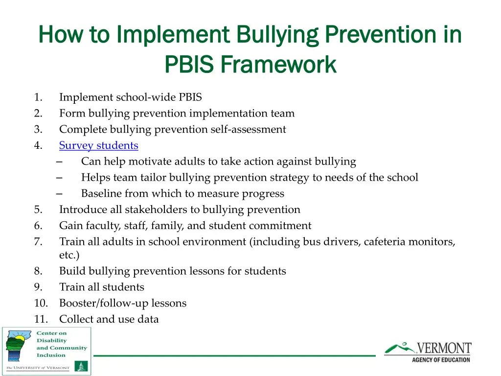 how to implement bullying prevention