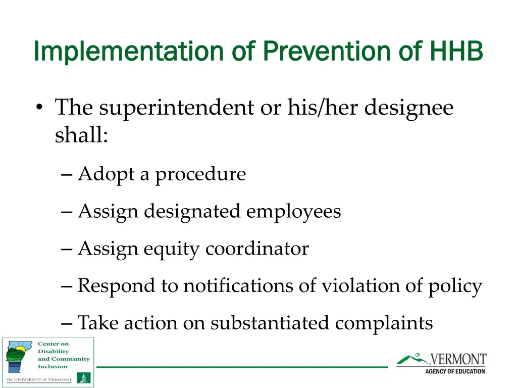 implementation of prevention