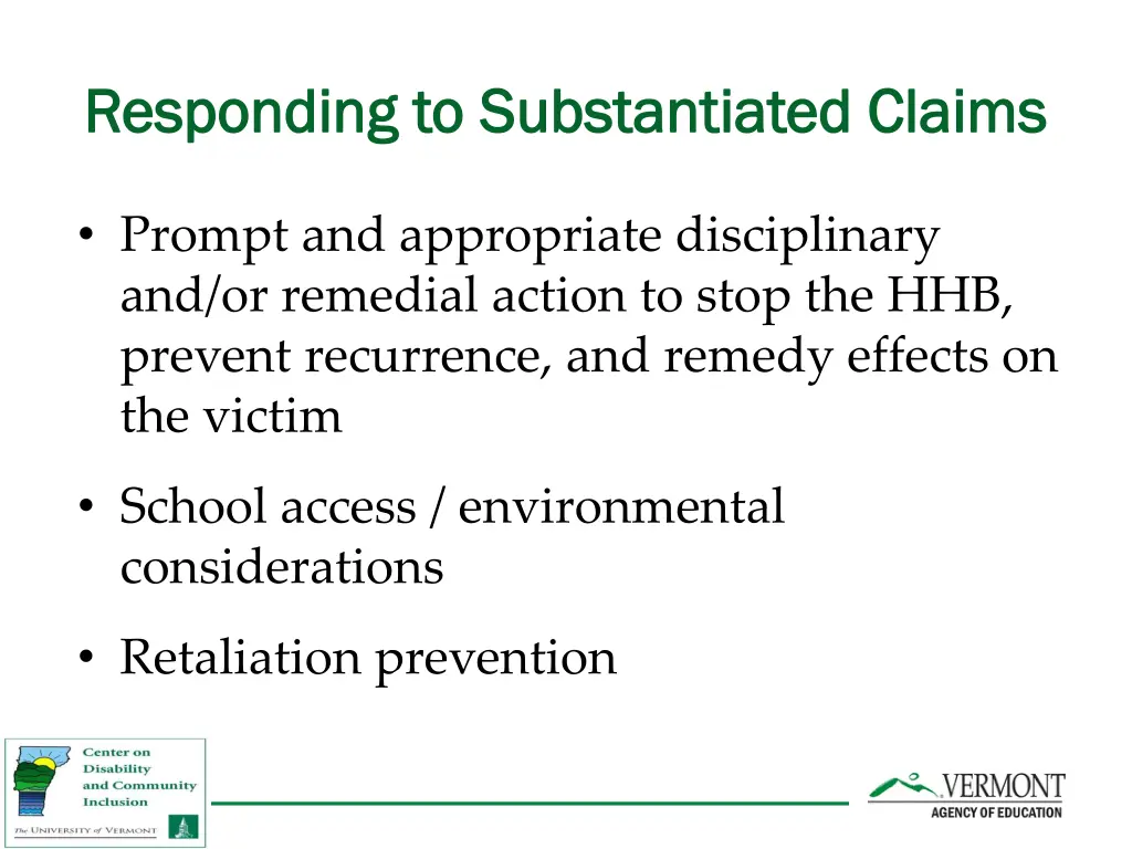 responding to substantiated claims responding