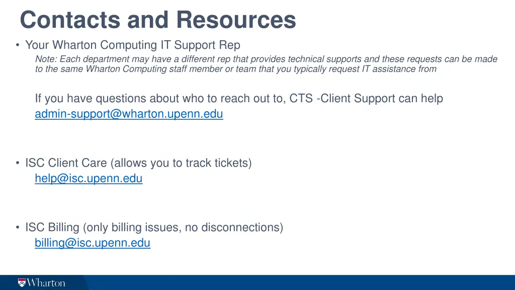 contacts and resources your wharton computing