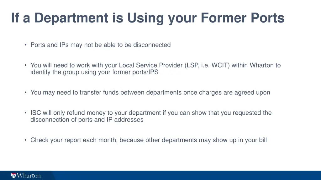 if a department is using your former ports