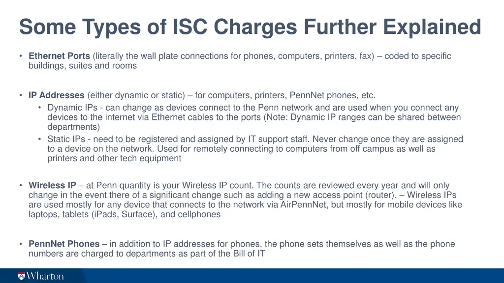some types of isc charges further explained