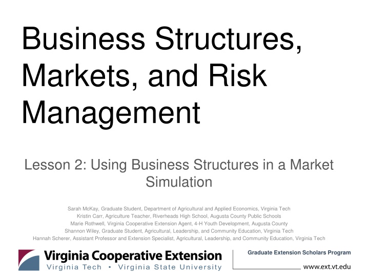 business structures markets and risk management