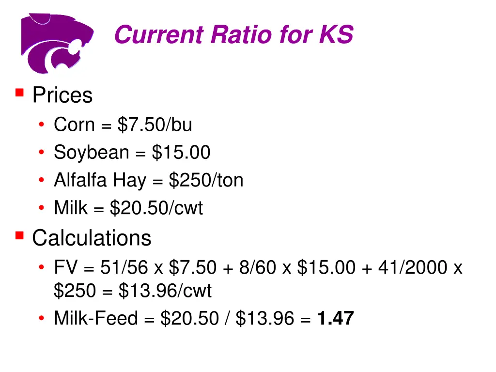 current ratio for ks