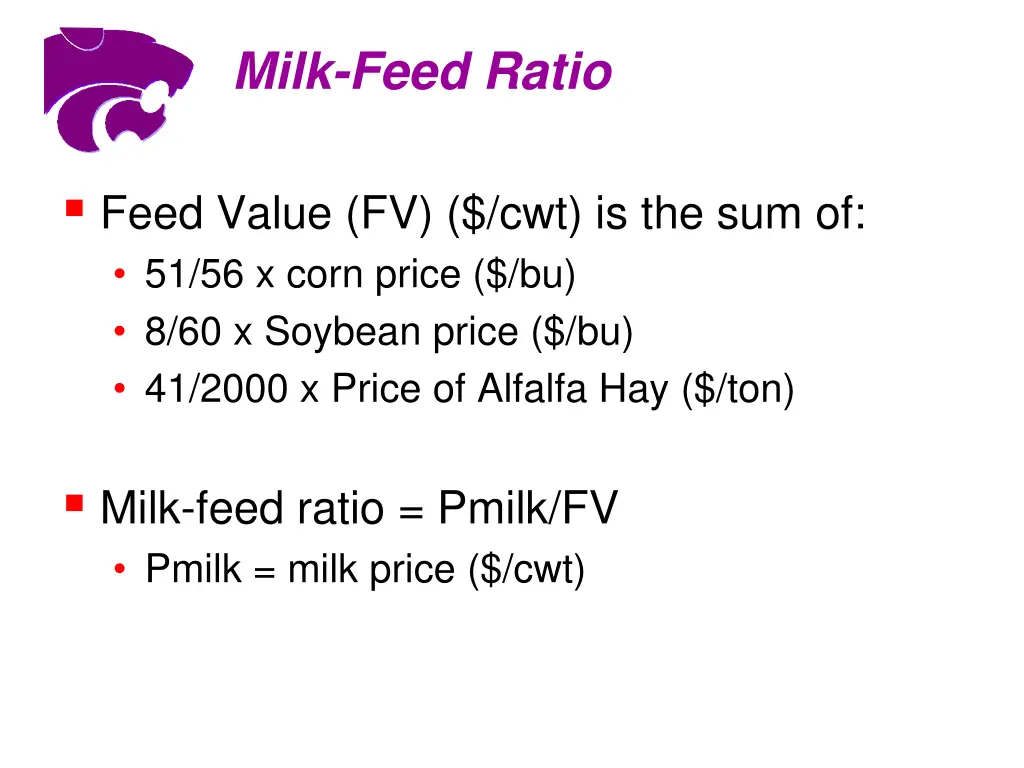 milk feed ratio