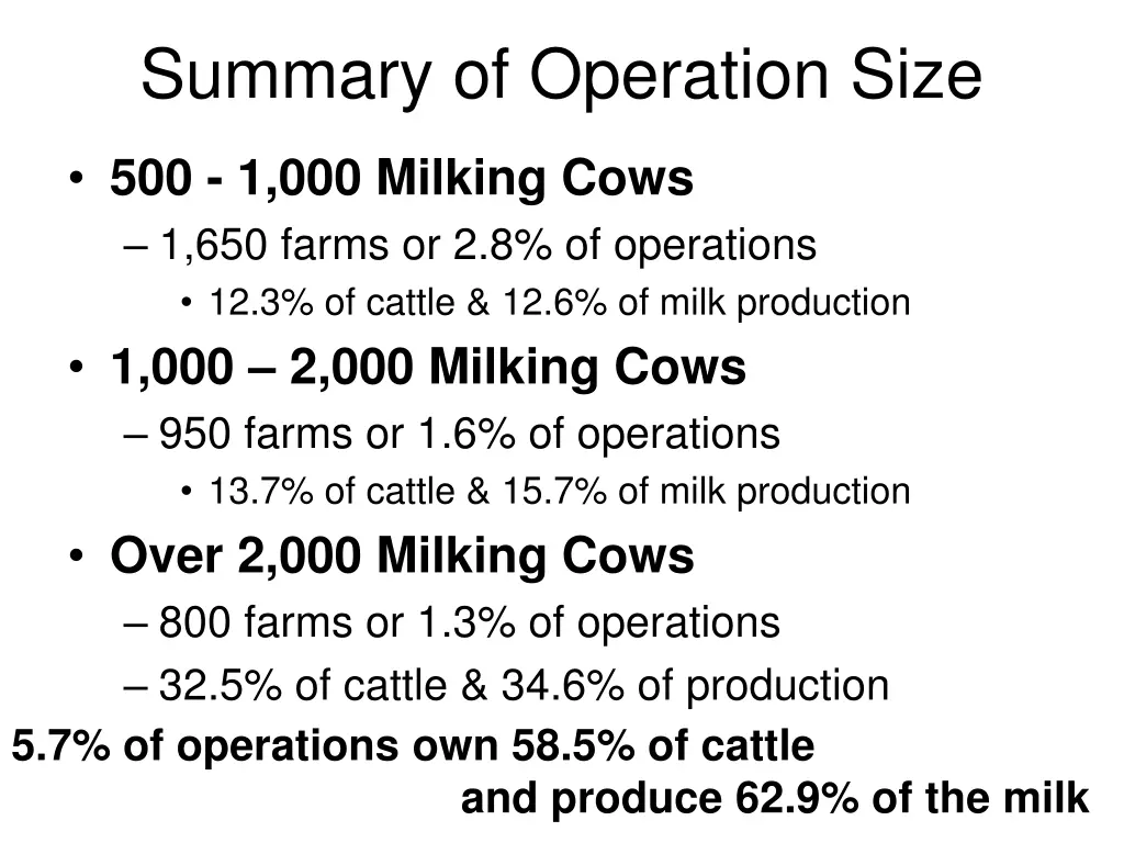 summary of operation size