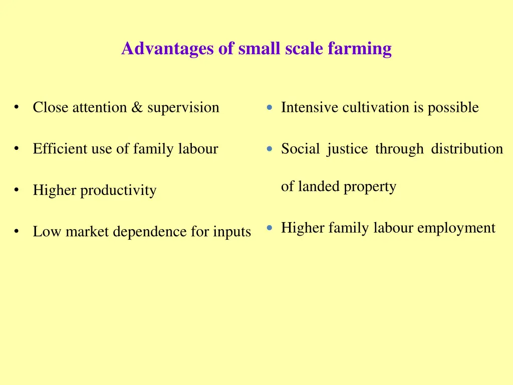 advantages of small scale farming