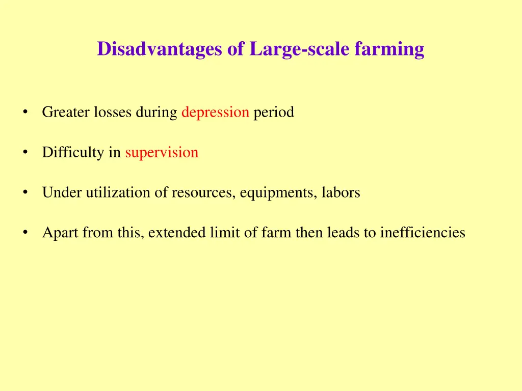disadvantages of large scale farming