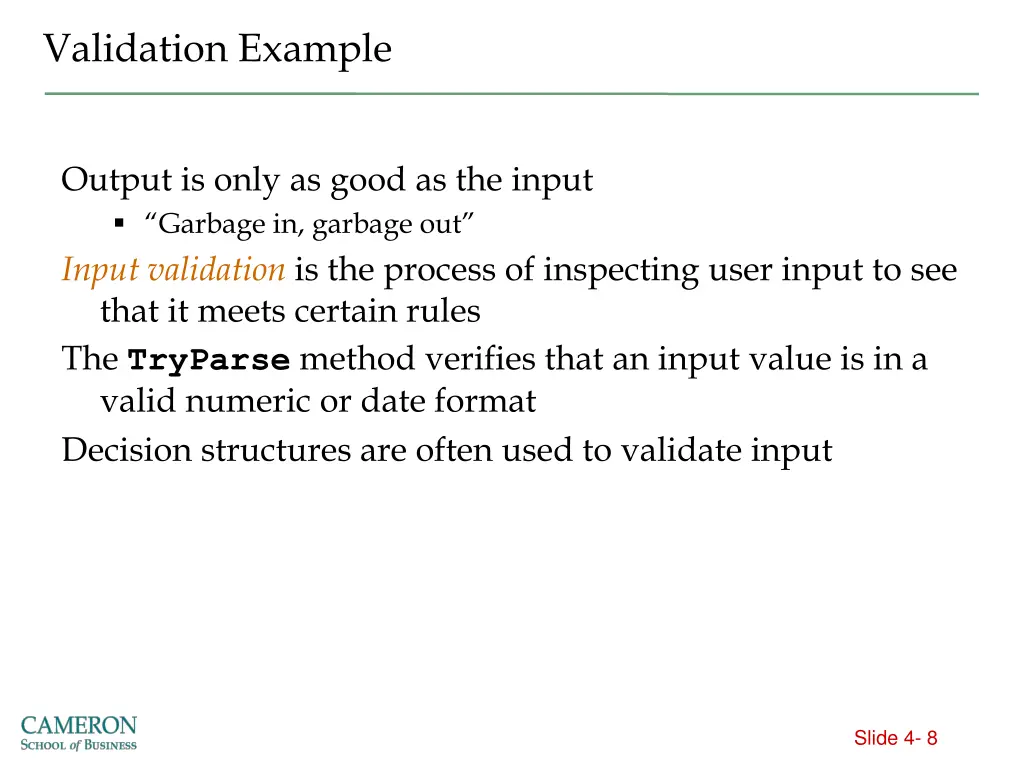 validation example